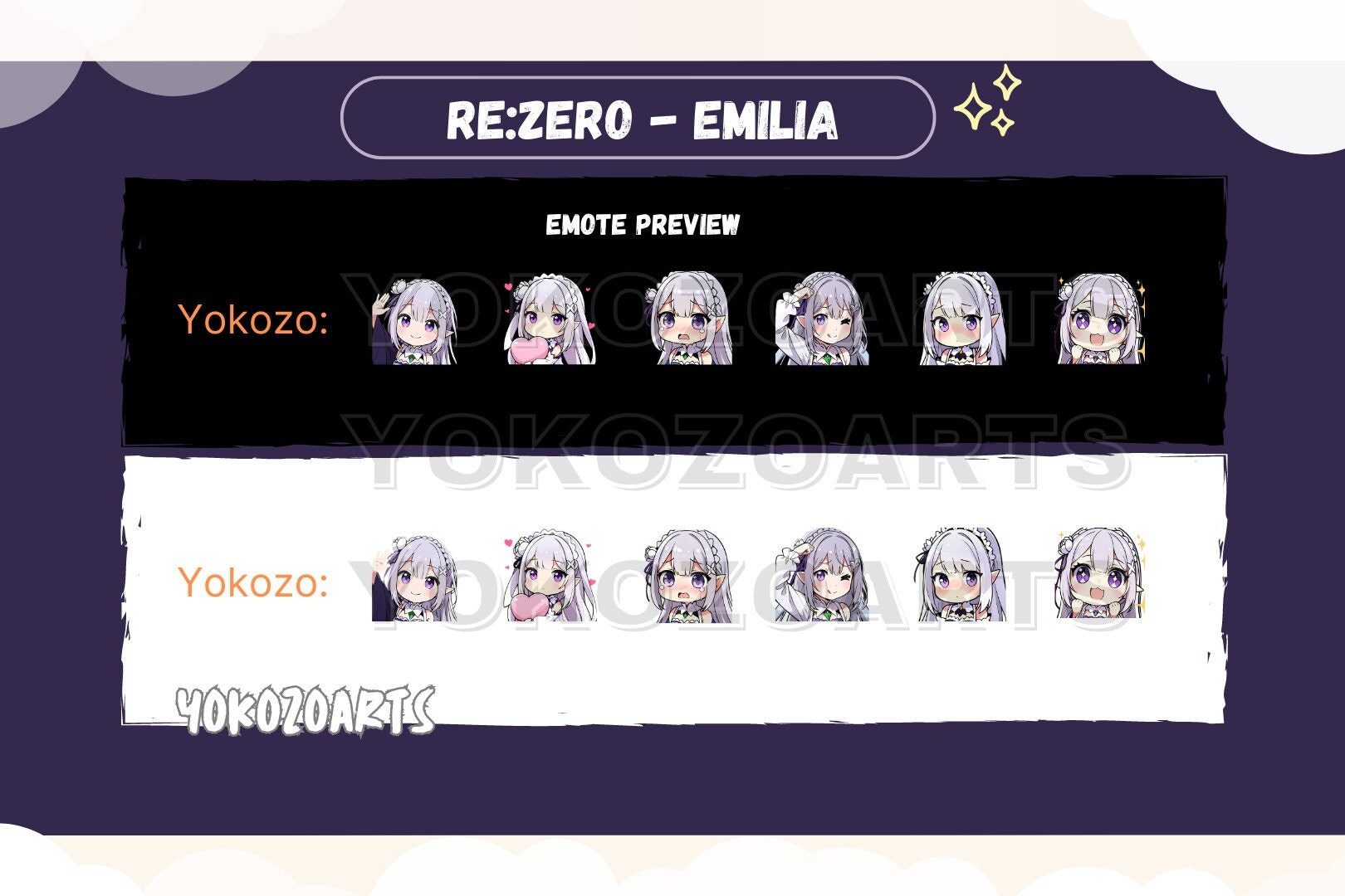 Re:zero Emilia Emotes Anime Emotes for Twitch (Download Now) 