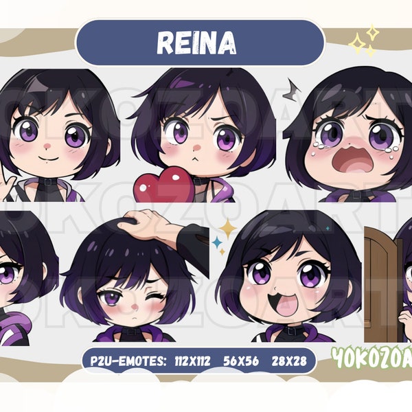 Tekken 8 - Reina Emotes, Fighter Girl, Chibi Emotes for Twitch/Discord/Youtube