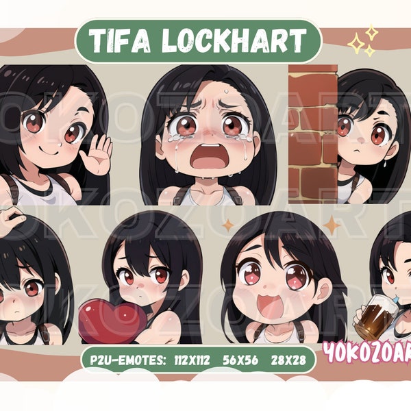 Final Fantasy 7 - Emotes Tifa Lockhart, Emotes Anime, Emotes Discord/Twitch/YouTube
