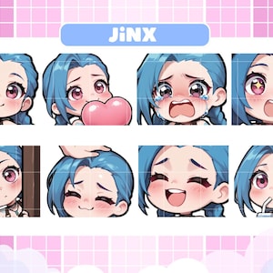 Jinx Chibi Emotes, League of Legends Emotes for Youtube/Twitch/Discord
