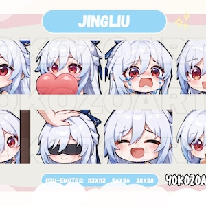 Honkai Star Rail - Jingliu Emotes, Ready to Use Cute Chibi Emotes for Discord/Youtube/Twitch