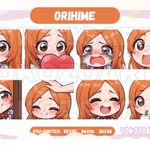 School Anime Girl Orihime, Anime Emotes, Chibi Emotes for Twitch/Discord/Youtube