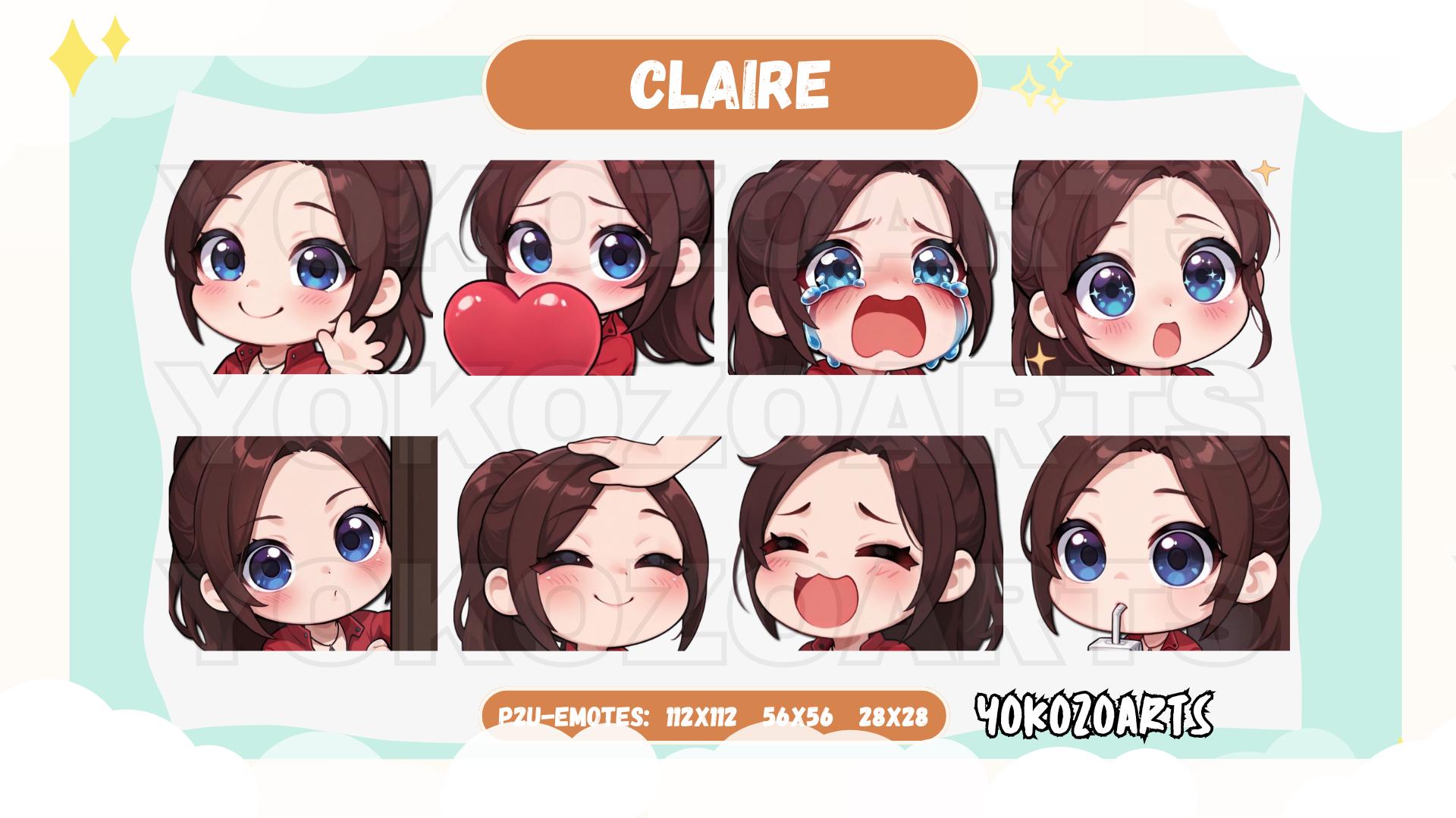 Resident Evil - Claire Redfield Emotes, Anime Emotes, Discord/Twitch/Youtube Emotes