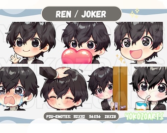 Persona/P5 - Ren/Joker, Anime Chibi Emotes for Twitch/Discord/Youtube