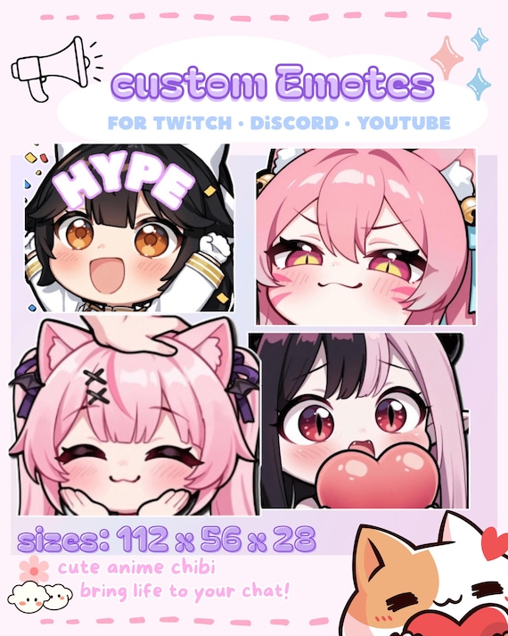 Custom Emotes Commission | Cute Chibi Emotes | Anime Style Emotes for Streamer, Twitch/YT/Discord