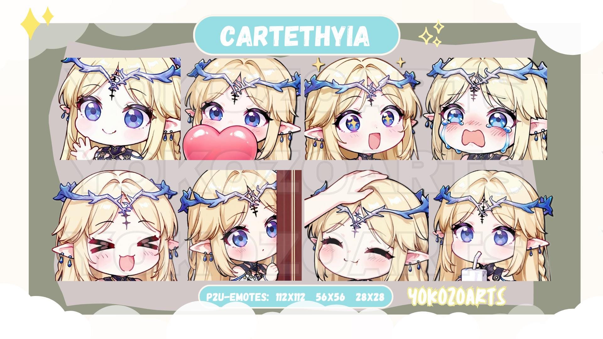 Wuthering Waves - Cartethyia Emotes, Ready to Use Cute Chibi Emotes for Discord/Youtube/Twitch