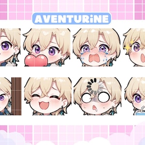 Honkai Star Rail - Aventurine Emotes, Ready to Use Cute Chibi Emotes for Discord/Youtube/Twitch