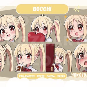 Cute Blonde Hair Anime Girl, Anime Emotes, Chibi Emotes for Twitch/Discord/Youtube