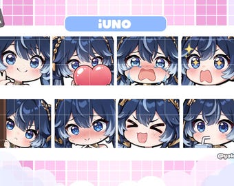 Wuthering Waves - Iuno Emotes, Färdiga att använda söta Chibi Emotes för Discord/Youtube/Twitch
