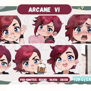LoL Arcane - Vi Chibi Emotes, League of Legends, P2U Emotes for Youtube/Twitch/Discord