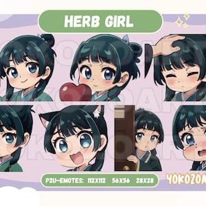 Apothecary Anime Girl, Anime Emotes, Chibi Emotes for Twitch/Discord/Youtube