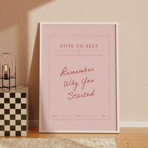 Ricorda perché hai iniziato Stampa: Decorazioni per ufficio rosa motivazionali (download digitale)