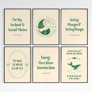 Mental Health Quote Art Print Set: Beige Trendy Posters (Digital Download)