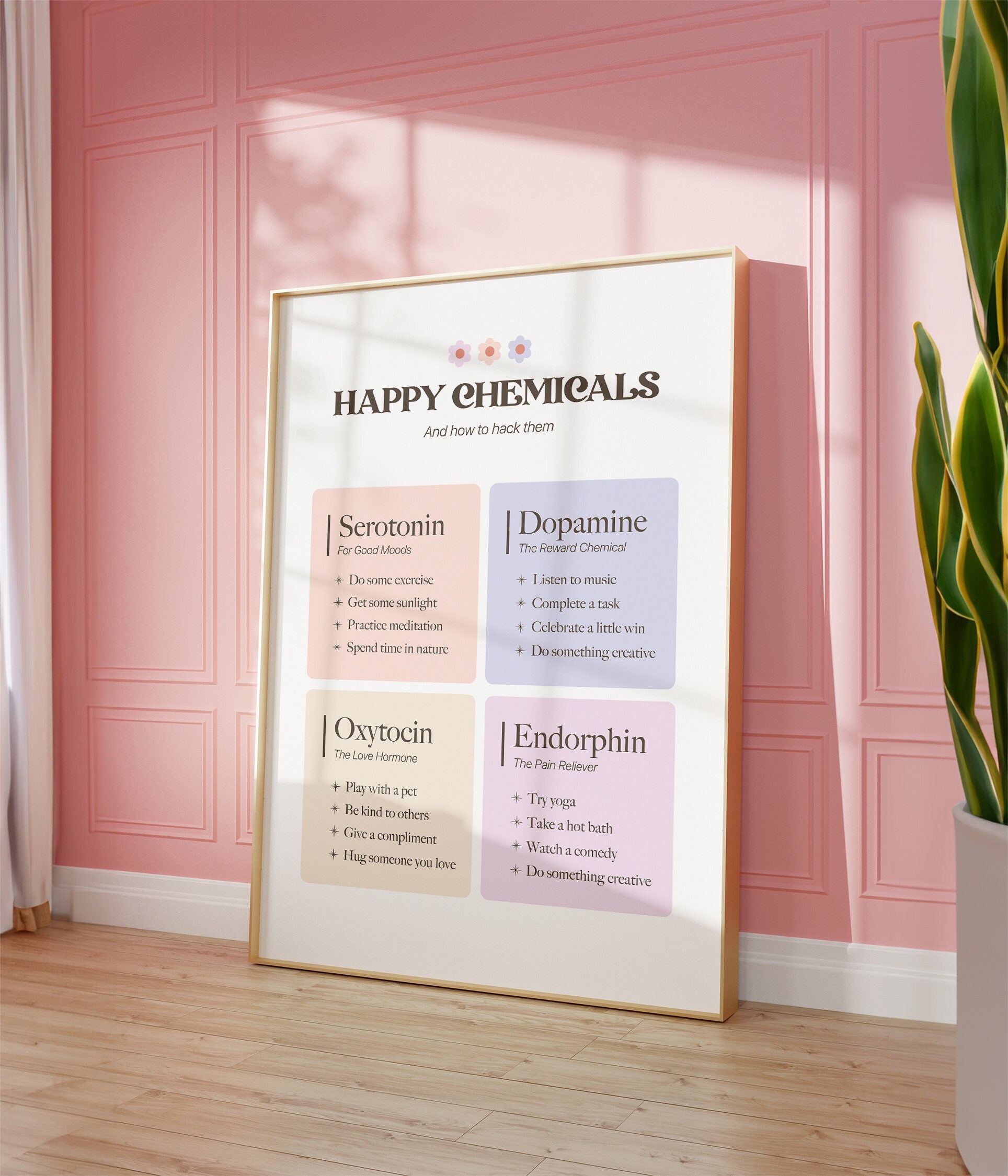 Happy Chemicals Poster, Therapy Office Decor for Well Being, School ...