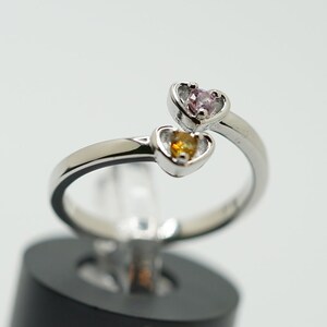 Twin Doppel Herz Farbe Liebe Mode Ring | Einstellbar Modeschmuck Ring Jahrestag Geschenk Tochter Ring.