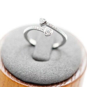 Twin Doppel Herz Farbe Liebe Mode Ring |  Zirkon Band Einstellbar Modeschmuck Mode Ring Jahrestag Geschenk Tochter Ring.