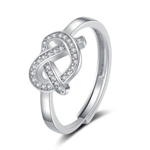 Herz Knoten Liebe Fashion Ring | Einstellbar Modeschmuck Ring Jahrestag Geschenk Tochter Ring für Tochter