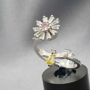Für meine Tochter Fidget Bumble Bee Mode Ring | Verstellbar Modeschmuck Ring, Jahrestag Geschenk Ring, Geschenk für sie, personalisierte Karte
