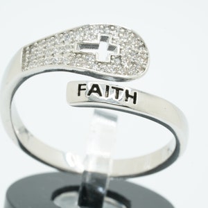Glaube und Heiliges Kreuz Mode Ring | Einstellbar Modeschmuck Ring Jahrestag Geschenk Tochter Ring, personalisierte Karte