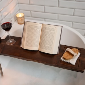 Bathtub tray, bathroom caddy, wood tray, spa shelf