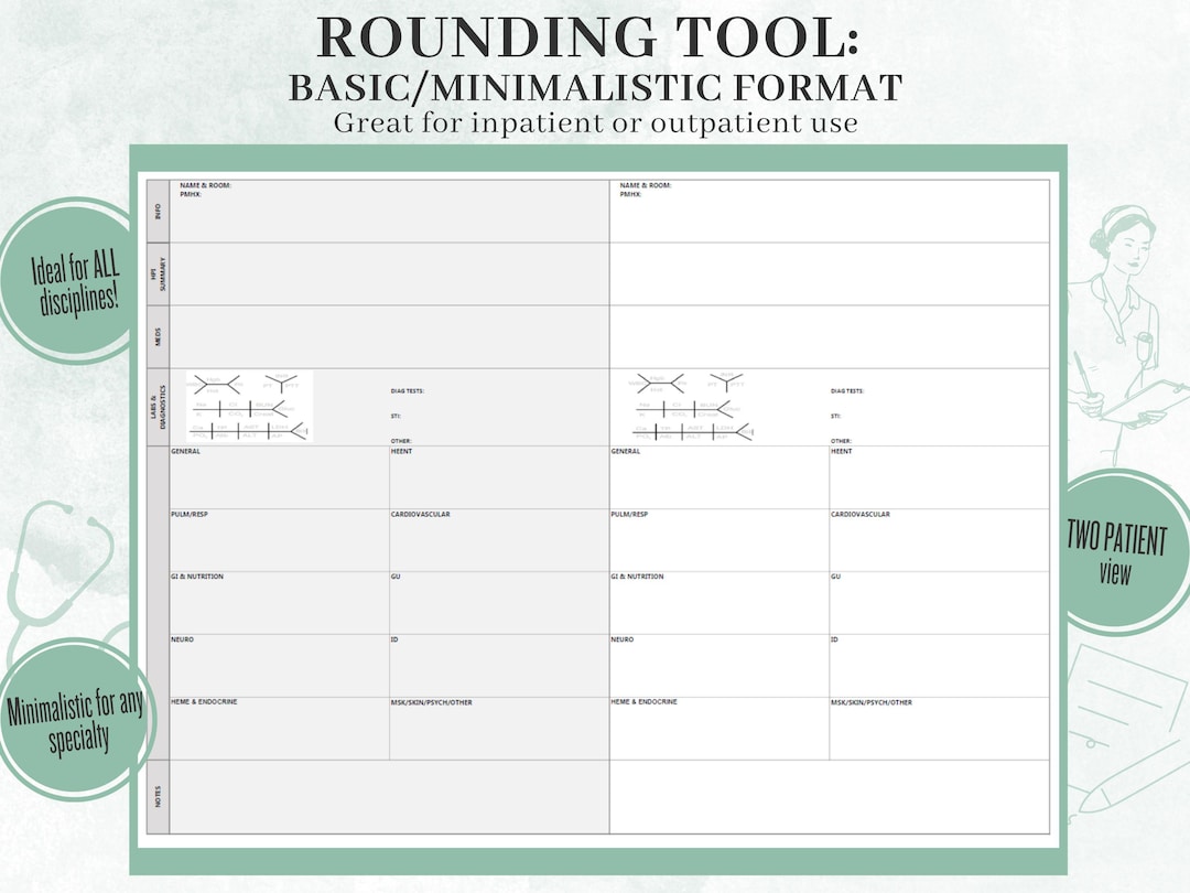 Basic/minimalistic (inpatient/outpatient) Rounding Tool: Two Patients ...