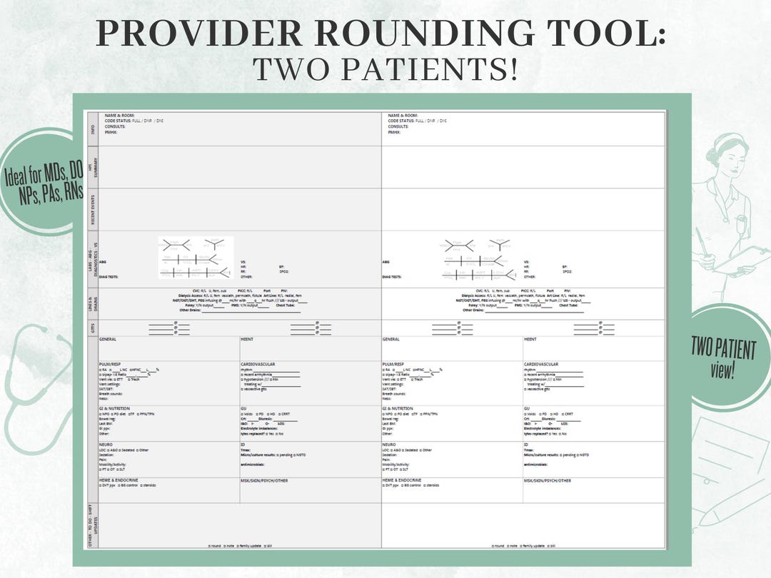 System-based Provider Rounding Tool: TWO Patients (physician, Nurse ...