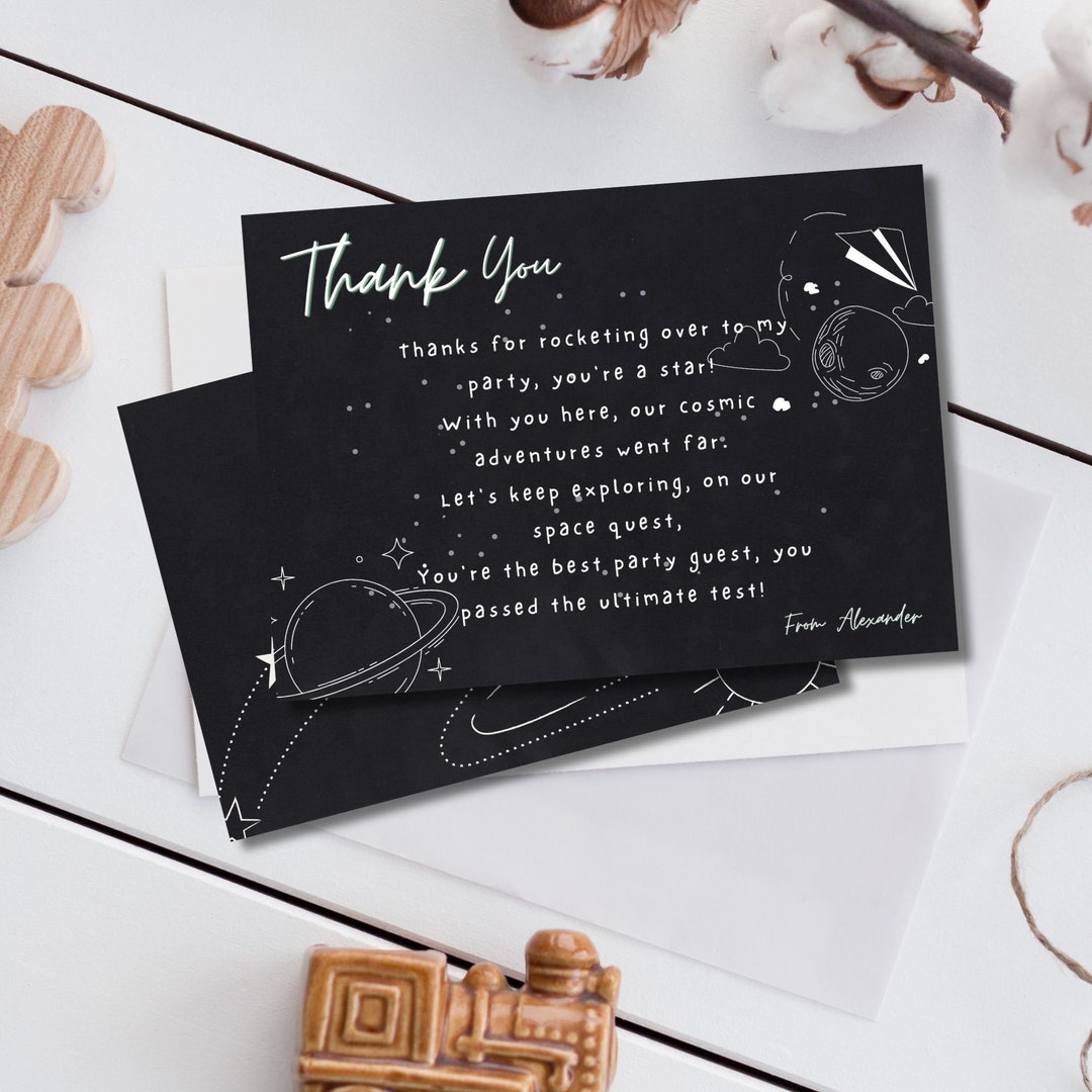 EDITABLE Cosmic Thank You Card Babys First Birthday Note Etsy