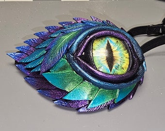 Eye Patch, Dragon Eye Patch, Dragon, LARP, Cosplay, Steampunk Eye Patch, Halloween, Costume, Renfest, Leather Eye patch, Shooting Patch