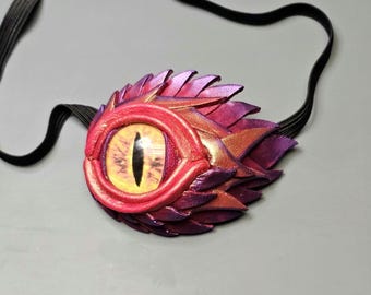 Handmade Leather Dragon Eye Patch, LARP Costume, Renfest Cosplay