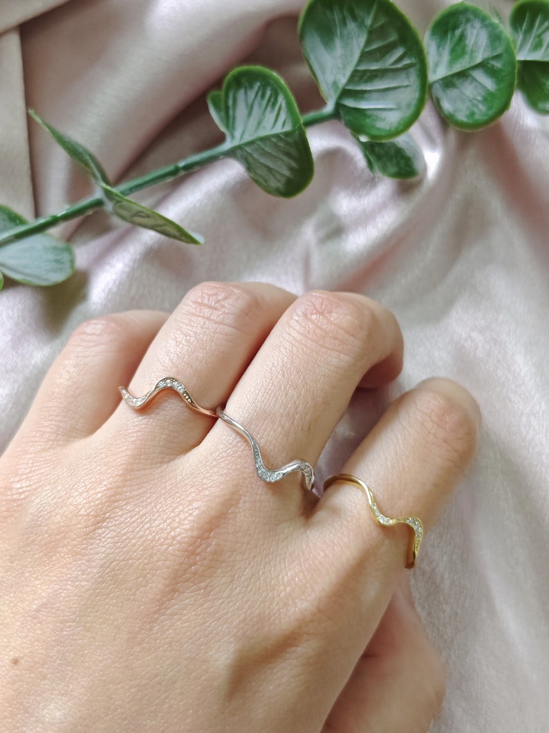 A Self-Reminder Ring You've Survived Too Many Storms Minimalist Wave Ring Self Love Ring Simple Ring Encouragement Gift For Women image 4
