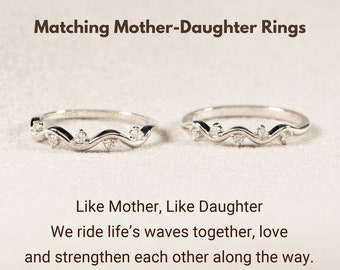 Matching Mother - Daugher Rings - High and Low Minimalist Wave Ring - Like Mother, Like Daughter,We Ride Life's Waves Together -Gift For Her