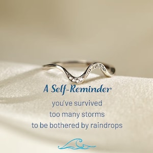 A Self-Reminder Ring You've Survived Too Many Storms Minimalist Wave Ring Self Love Ring Simple Ring Encouragement Gift For Women image 1