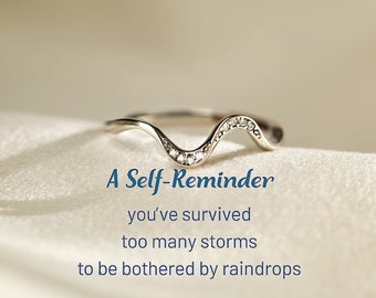 A Self-Reminder Ring - You've Survived Too Many Storms Minimalist Wave Ring - Self Love Ring - Simple Ring - Encouragement Gift For Women