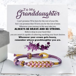 To My Granddaughter Blossom Knot Bracelet Handmade Braided Bracelet Birthday Gift For Her Unique Gift from Grandma Christmas Gift image 1