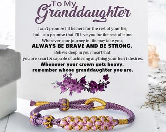 To My Granddaughter Blossom Knot Bracelet - Handmade Braided Bracelet -Birthday Gift For Her - Unique Gift from Grandma - Christmas Gift