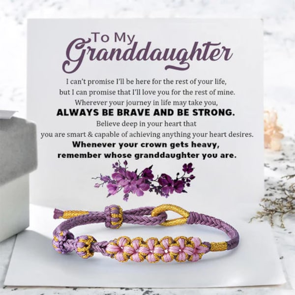 To My Granddaughter Blossom Knot Bracelet - Handmade Braided Bracelet -Birthday Gift For Her - Unique Gift from Grandma - Christmas Gift