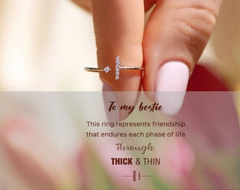 To My Bestie Girl Gang Minimalist T Shaped Ring - Simple Thin Ring - Best Friend Gift -Girl Gang Ring - Tribe Ring - Birthday Gift For Her