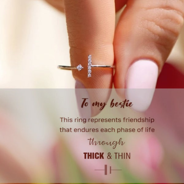 To My Bestie Girl Gang Minimalist T Shaped Ring - Simple Thin Ring - Best Friend Gift -Girl Gang Ring - Tribe Ring - Birthday Gift For Her