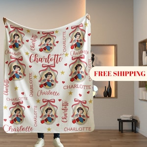 Personalized Watercolor Disney Princess Blanket, Custom Name Baby Girl Blanket, Disney Princess Birthday Girl Gift, WDW Disneyland Princess
