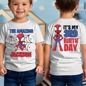 Custom Spiderman Birthday Boy Shirt, Family Birthday Shirt, Custom Age Birthday Shirt, Spider Web Shirt, Custom Birthday Shirt, Spider Shirt