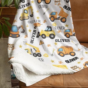 Kids Construction Toy Design Personalize blanket, Minky or Sherpa custom blanket, minky baby blanket boy, Kids Blanket, birthday gift idea
