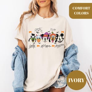 Comfort Colors Coquette Bow Mickey & Friends Halloween Shirt, Retro Disney Halloween Tee, Mickey&#39;s Not So Scary Party Family Matching Shirt
