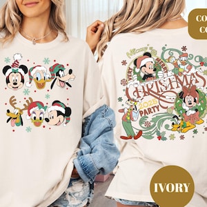 2-Sided Mickey&#39;s Very Merry Christmas Party 2025 Shirt, Disney Santa Mickey And Friends Group Christmas Lights Shirt, Disneyland Xmas Tee