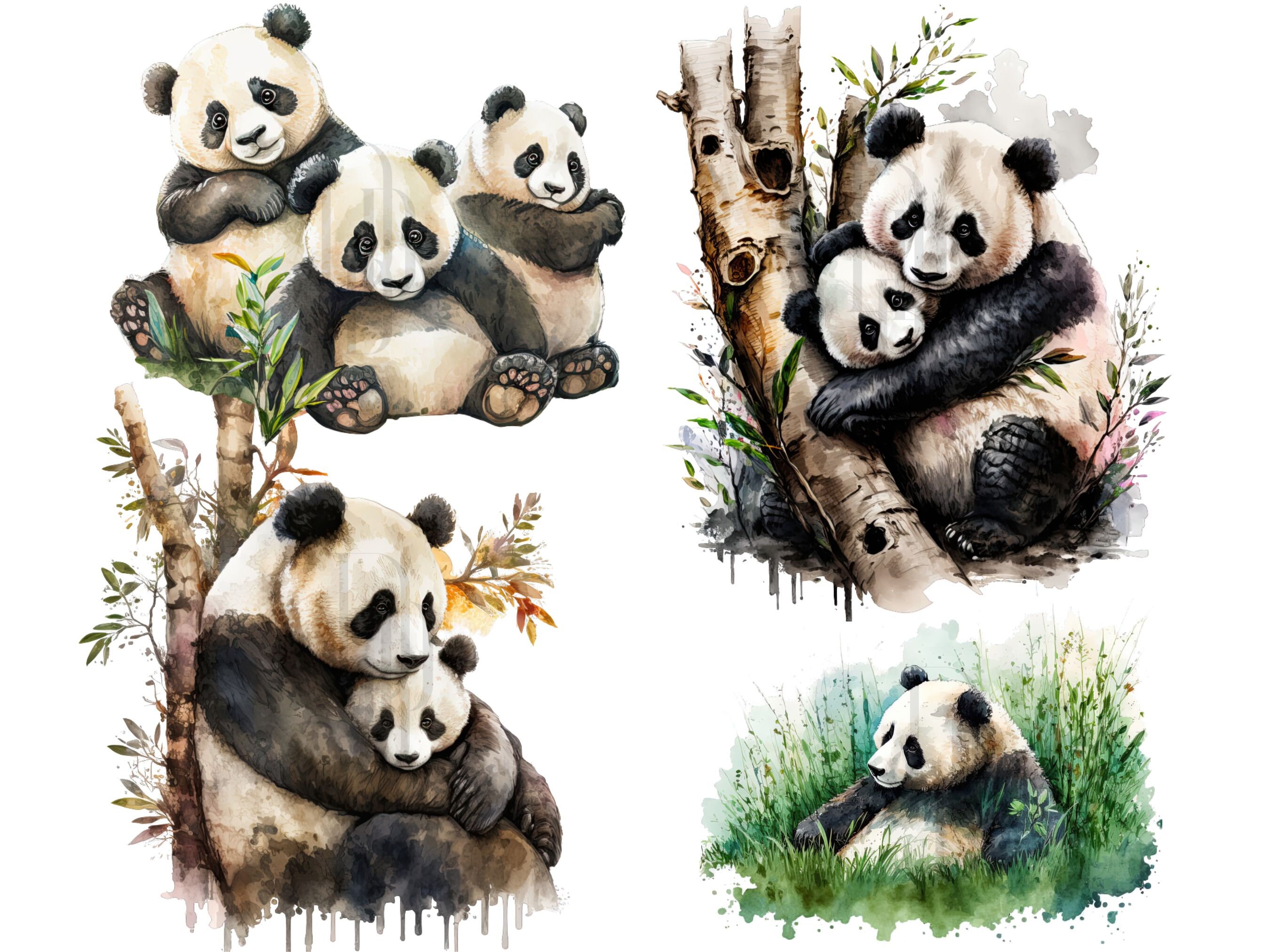 90x Bundle Clipart Panda Adventure Clipart Cute Panda Clip Art Realistic Panda Tree Clipart ...