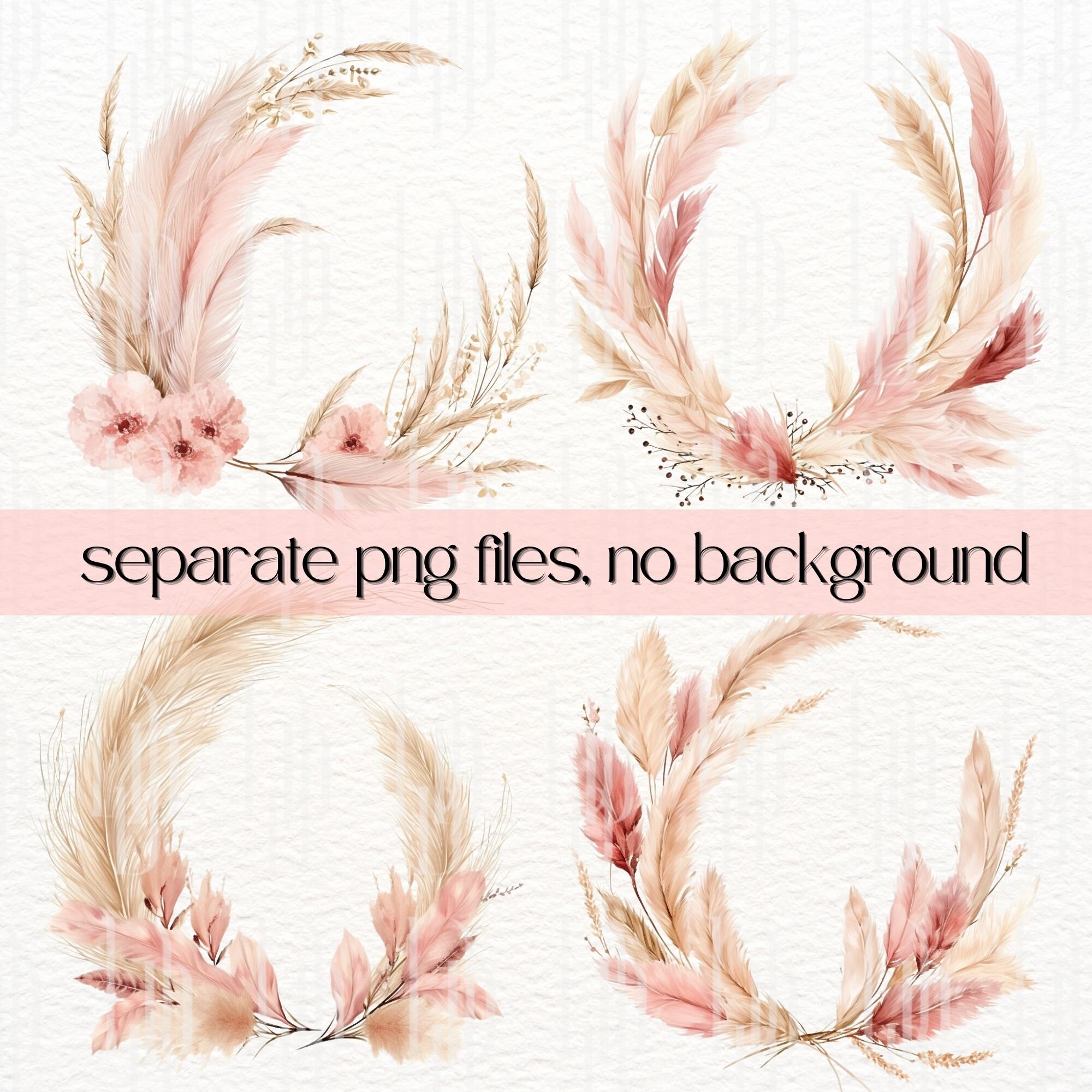 25x Clipart Pampas Grass Clipart Boho Pampas Clip Art Rustic Watercolor