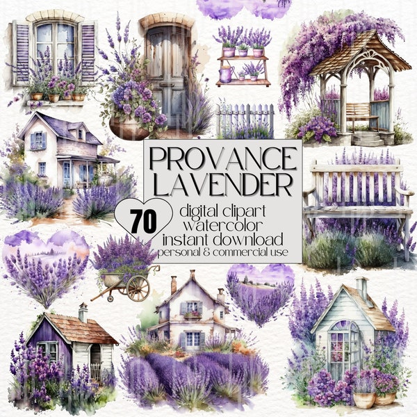 70x Clipart Lavender Flowers Provence Clipart Window Shutters Lavender Clipart House Provence Lavender Clipart Watercolor Flowers Lavender