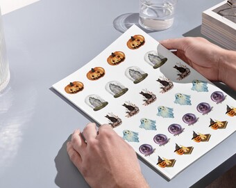 Printable Halloween Planner Stickers: Spooky Scrapbook Designs (127 pcs) (Digital Download)