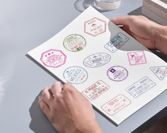 パスポートスタンプステッカー：防水トラベルデカールセット - Etsy 日本