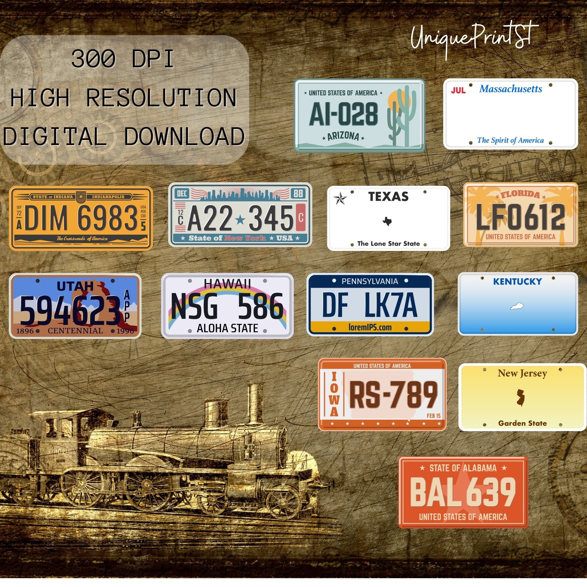 USA License Plate Printable Stickers, 40 Lisence Plates From Different ...