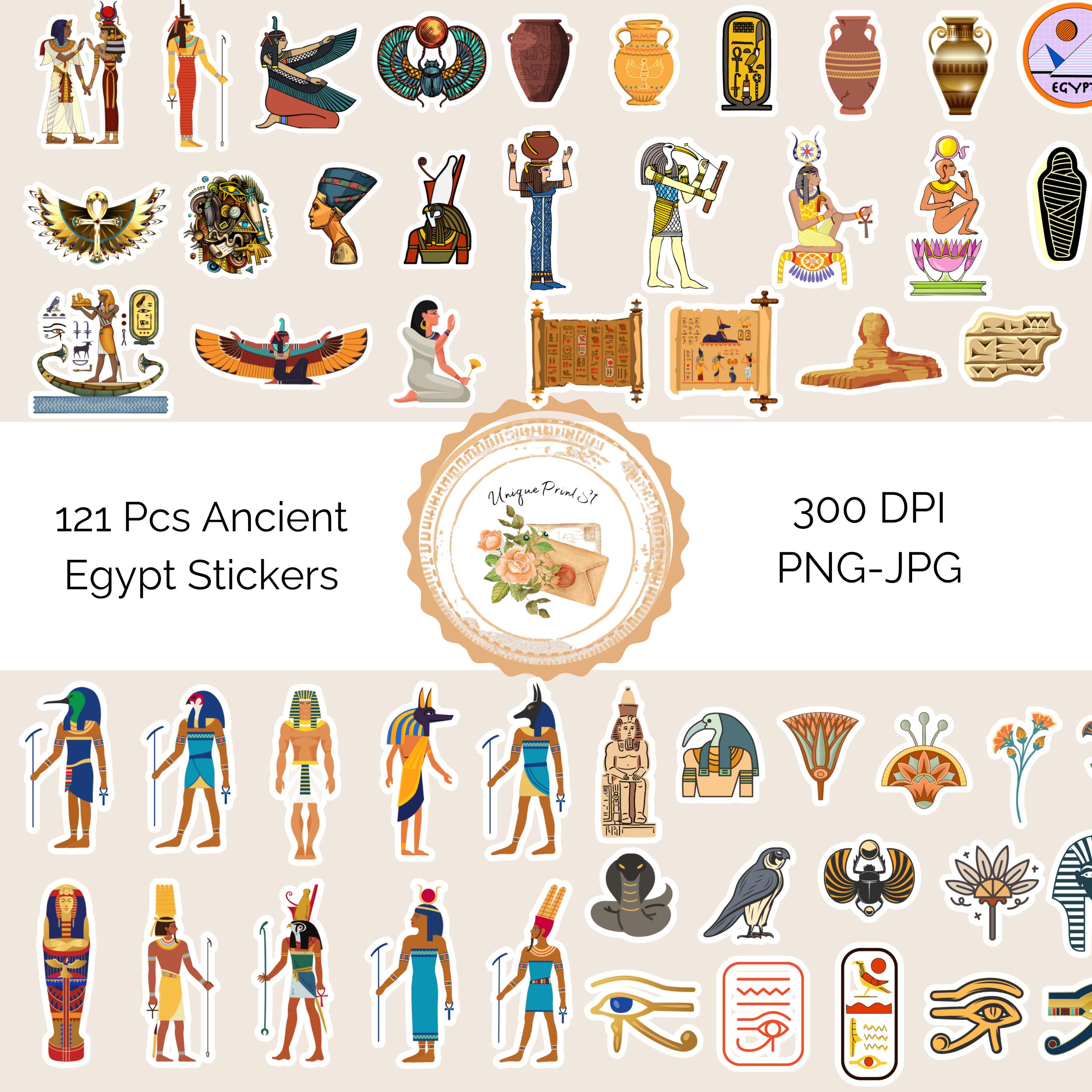 Ancient Egypt Stickers: Printable Egyptian Gods, Pyramids (PNG, JPG ...